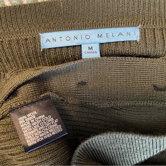Antonio Milano 100% Wool Sweater Size Medium Olive Green - Picture 3 of 3